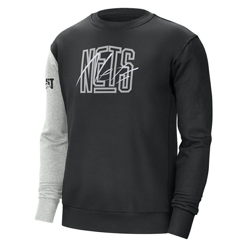 Brooklyn Nets Courtside Versus Force & Flight Pullover Sweatshirt Black/Heather Gray - NBA