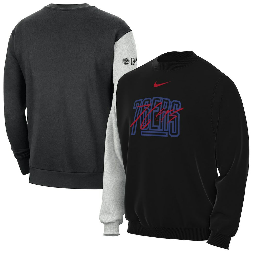 Philadelphia 76ers Courtside Versus Force & Flight Pullover Sweatshirt Black/Heather Gray - NBA