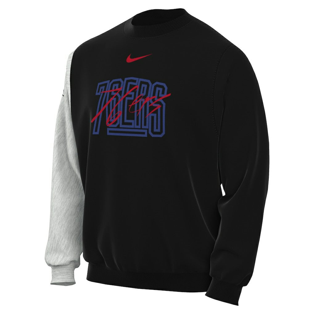 Philadelphia 76ers Courtside Versus Force & Flight Pullover Sweatshirt Black/Heather Gray - NBA