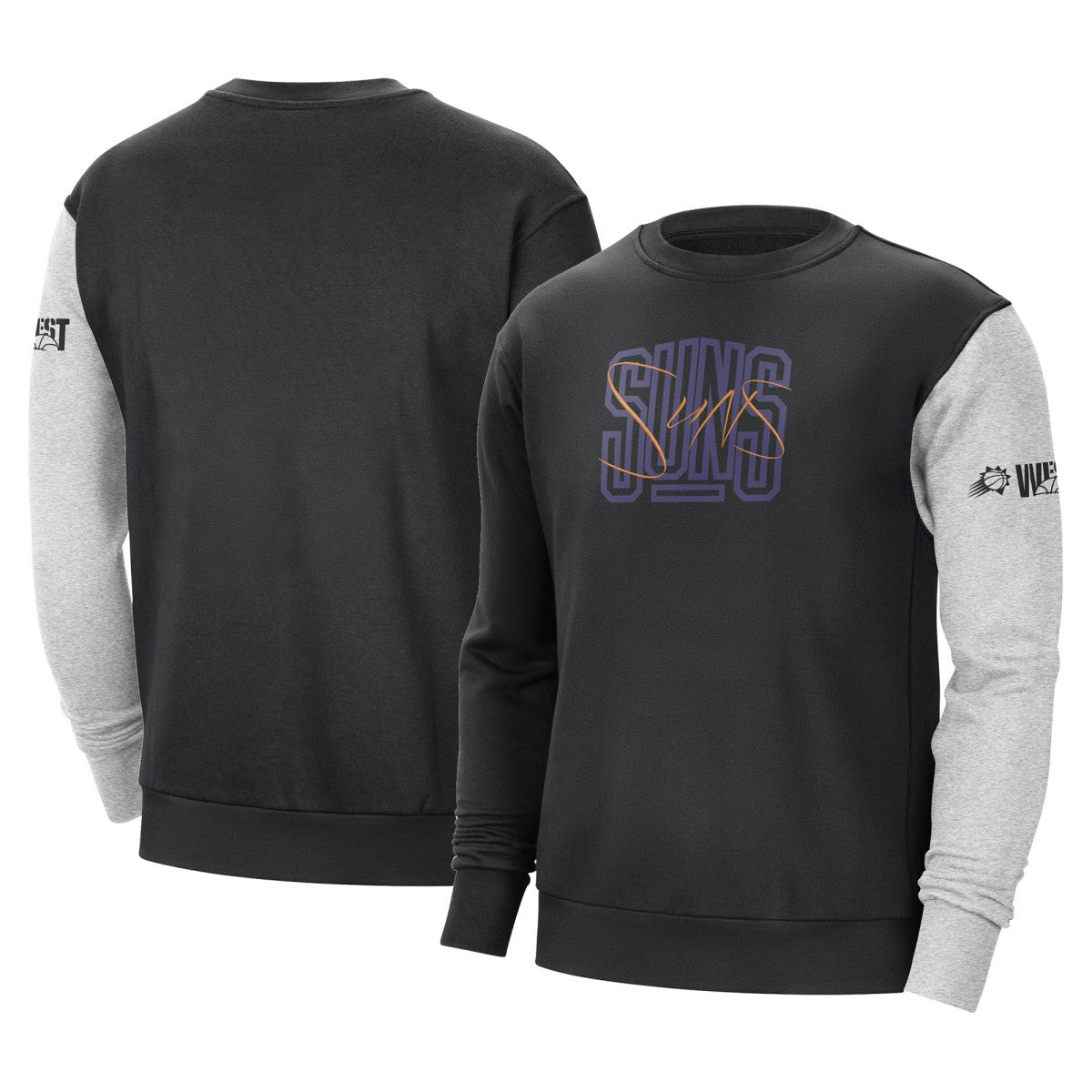 Phoenix Suns Courtside Versus Force & Flight Pullover Sweatshirt Black/Heather Gray - NBA