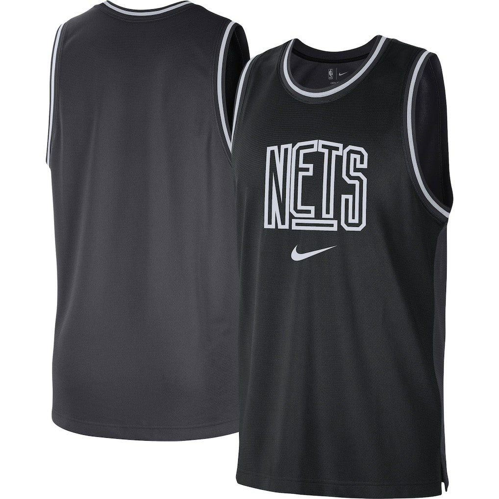Brooklyn Nets Courtside Versus Force Split DNA Performance Mesh Tank Top Black/Anthracite - NBA