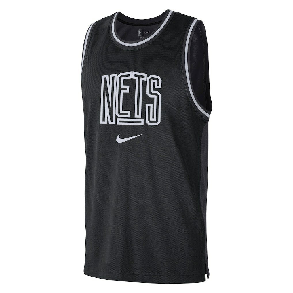 Brooklyn Nets Courtside Versus Force Split DNA Performance Mesh Tank Top Black/Anthracite - NBA