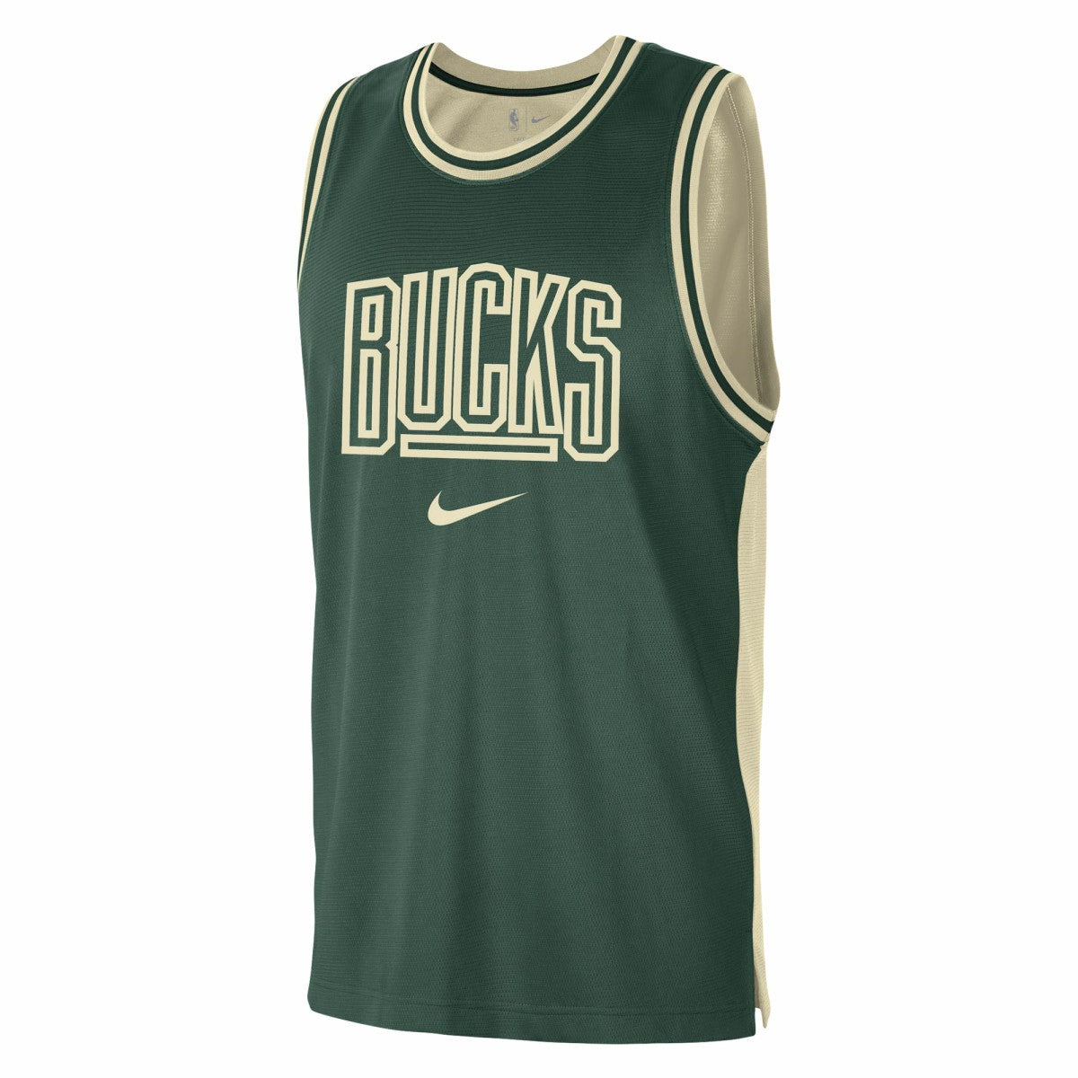 Milwaukee Bucks Courtside Versus Force Split DNA Performance Mesh Tank Top Hunter Green/Cream - NBA