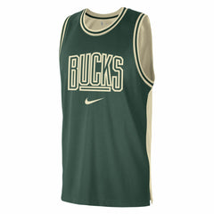 Milwaukee Bucks Courtside Versus Force Split DNA Performance Mesh Tank Top Hunter Green/Cream - NBA