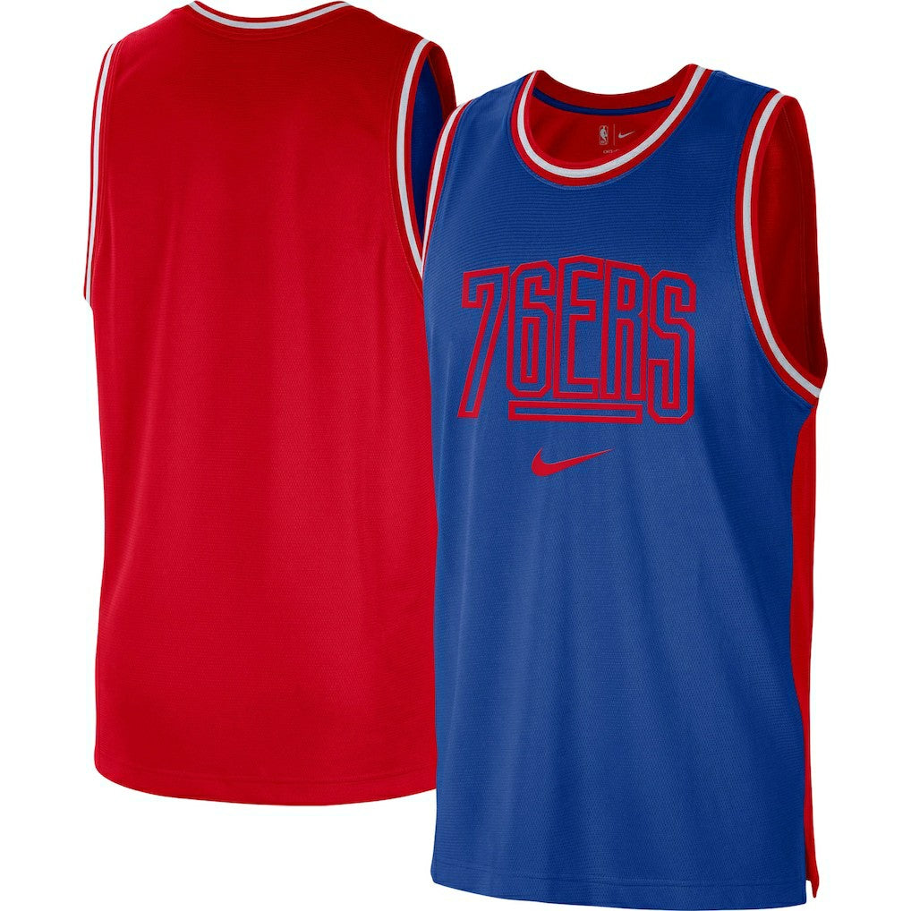 Philadelphia 76ers Courtside Versus Force Split DNA Performance Mesh Tank Top Royal/Red - NBA