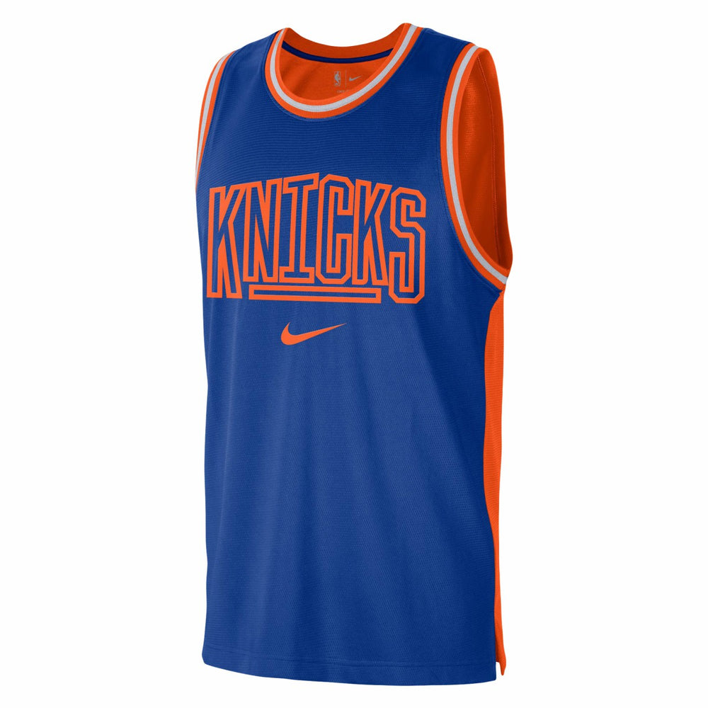 New York Knicks Courtside Versus Force Split DNA Performance Mesh Tank Top Blue/Orange - NBA