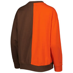 Cleveland Browns Women's Big Face Pullover Sweatshirt Orange/Brown | Mitchell & Ness