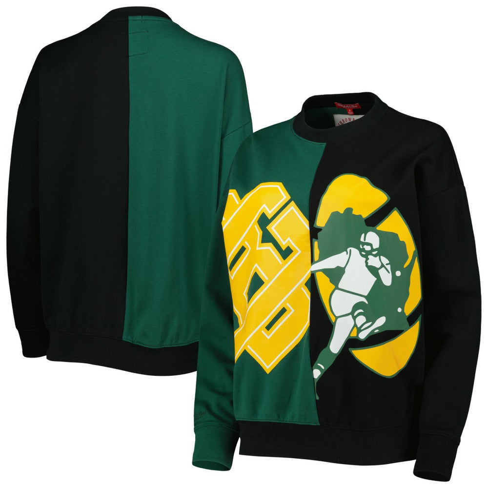 Green Bay Packers Women's Big Face Pullover Sweatshirt Green/Black | Mitchell & Ness