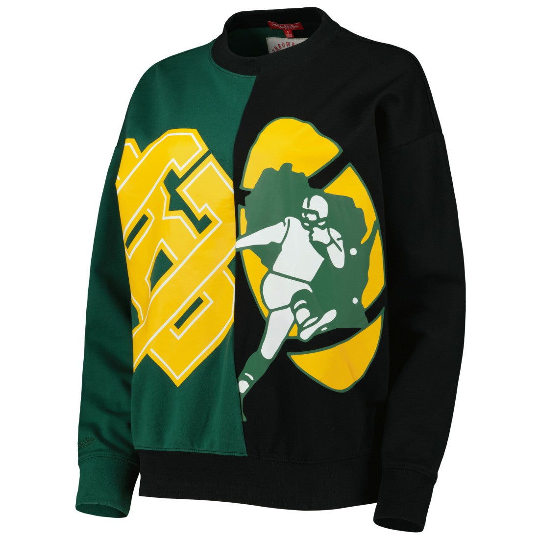 Green Bay Packers Women's Big Face Pullover Sweatshirt Green/Black | Mitchell & Ness