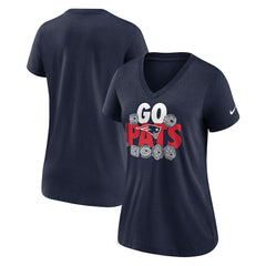 New England Patriots Women's Hometown Collection Tri-Blend V-Neck T-Shirt Navy | Nike for Sale