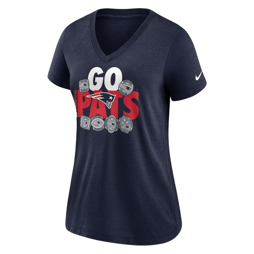 New England Patriots Women's Hometown Collection Tri-Blend V-Neck T-Shirt Navy | Nike for Sale