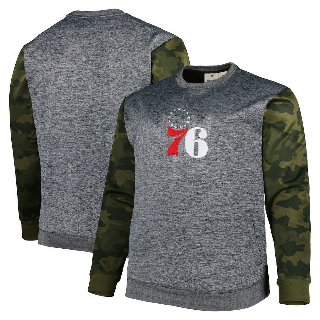 Philadelphia 76ers Big & Tall Camo Stitched Sweatshirt Heather Charcoal - NBA