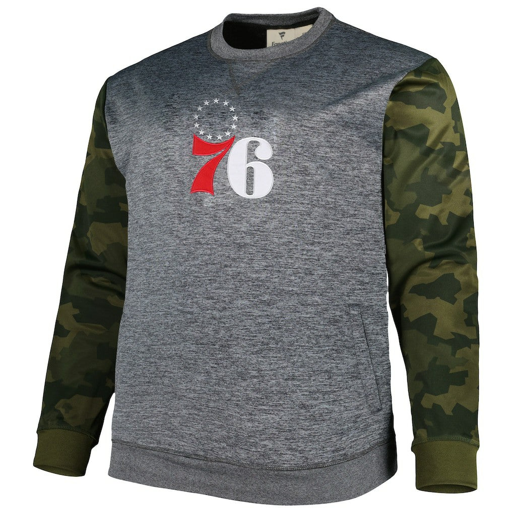 Philadelphia 76ers Big & Tall Camo Stitched Sweatshirt Heather Charcoal - NBA