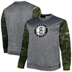 Brooklyn Nets Big & Tall Camo Stitched Sweatshirt Heather Charcoal - NBA