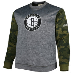 Brooklyn Nets Big & Tall Camo Stitched Sweatshirt Heather Charcoal - NBA