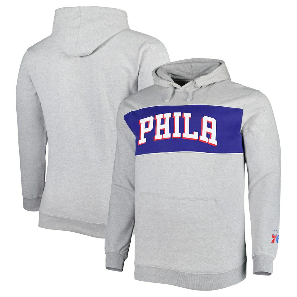 Philadelphia 76ers Big & Tall Wordmark Pullover Hoodie Heather Gray - NBA