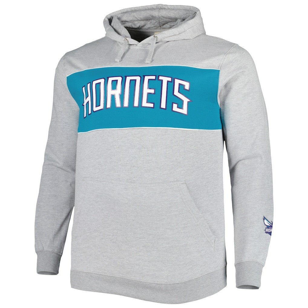 Charlotte Hornets Big & Tall Wordmark Pullover Hoodie Heather Gray - NBA