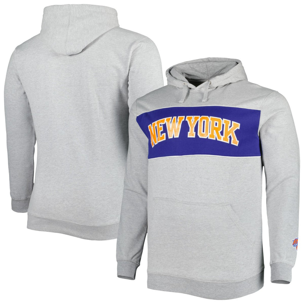 New York Knicks Big & Tall Wordmark Pullover Hoodie Heather Gray - NBA
