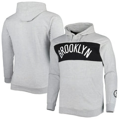 Brooklyn Nets Big & Tall Wordmark Pullover Hoodie Heather Gray - NBA