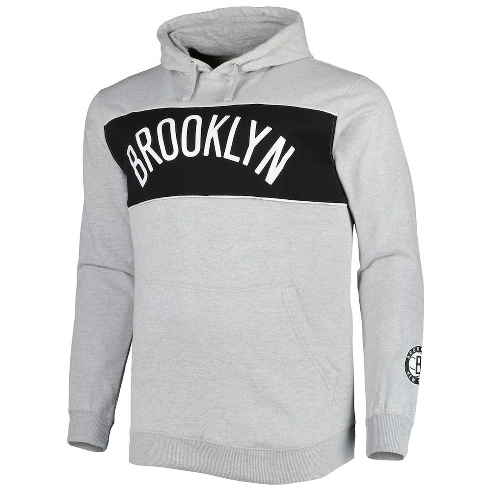 Brooklyn Nets Big & Tall Wordmark Pullover Hoodie Heather Gray - NBA
