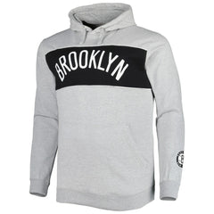 Brooklyn Nets Big & Tall Wordmark Pullover Hoodie Heather Gray - NBA