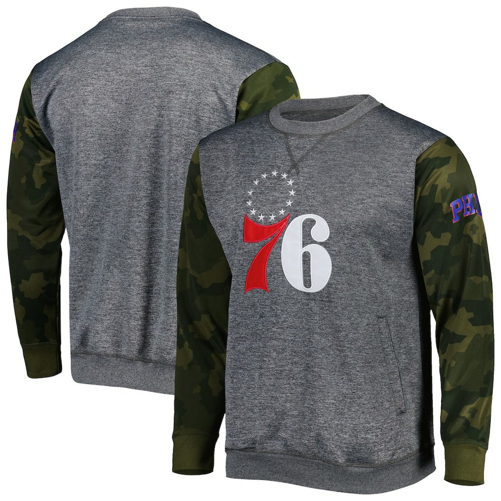 Philadelphia 76ers Camo Stitched Sweatshirt Heather Charcoal - NBA
