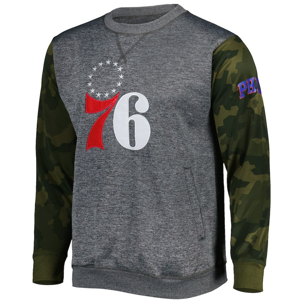 Philadelphia 76ers Camo Stitched Sweatshirt Heather Charcoal - NBA