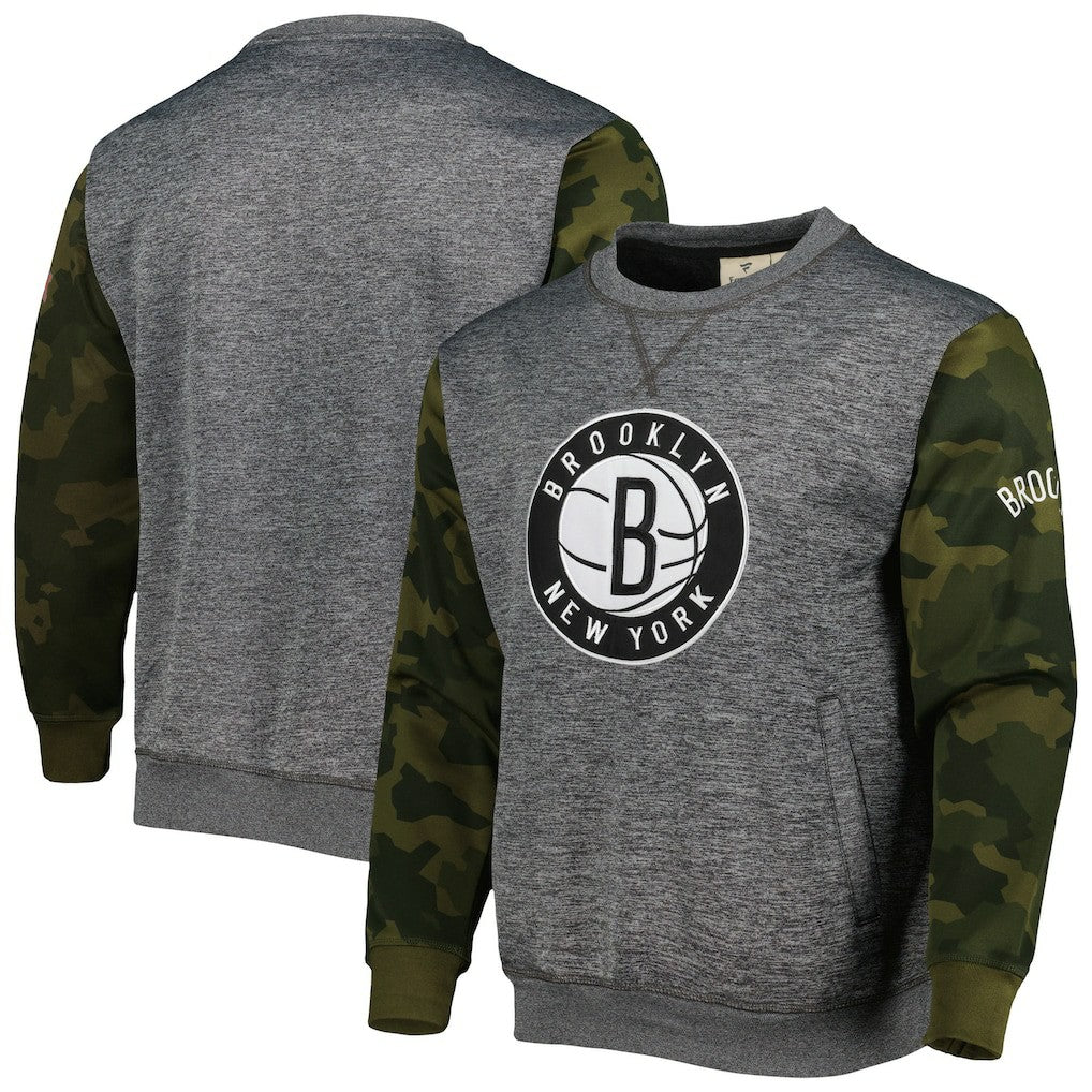 Brooklyn Nets Camo Stitched Sweatshirt Heather Charcoal - NBA