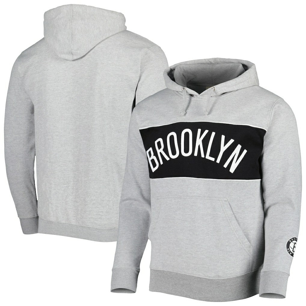 Brooklyn Nets Wordmark French Terry Pullover Hoodie Heather Gray - NBA