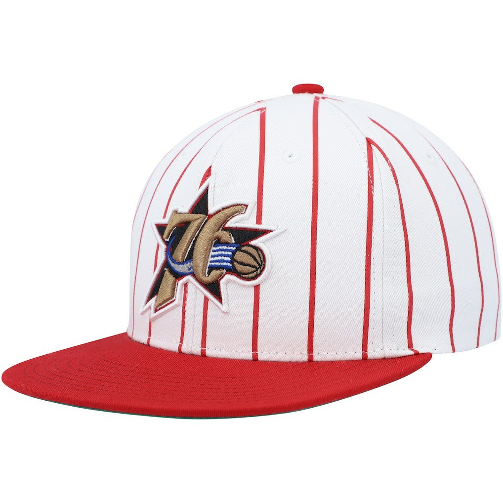 Philadelphia 76ers Hardwood Classics Pinstripe Snapback Hat White - NBA