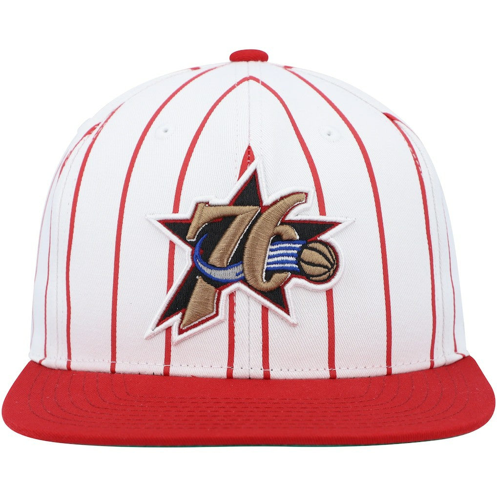 Philadelphia 76ers Hardwood Classics Pinstripe Snapback Hat White - NBA