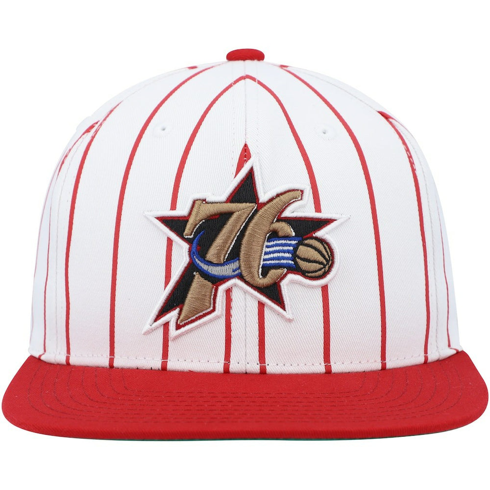 Philadelphia 76ers Hardwood Classics Pinstripe Snapback Hat White - NBA