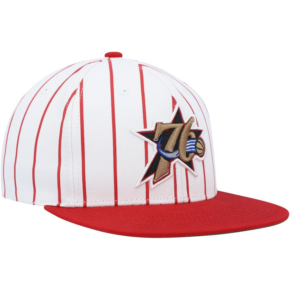 Philadelphia 76ers Hardwood Classics Pinstripe Snapback Hat White - NBA