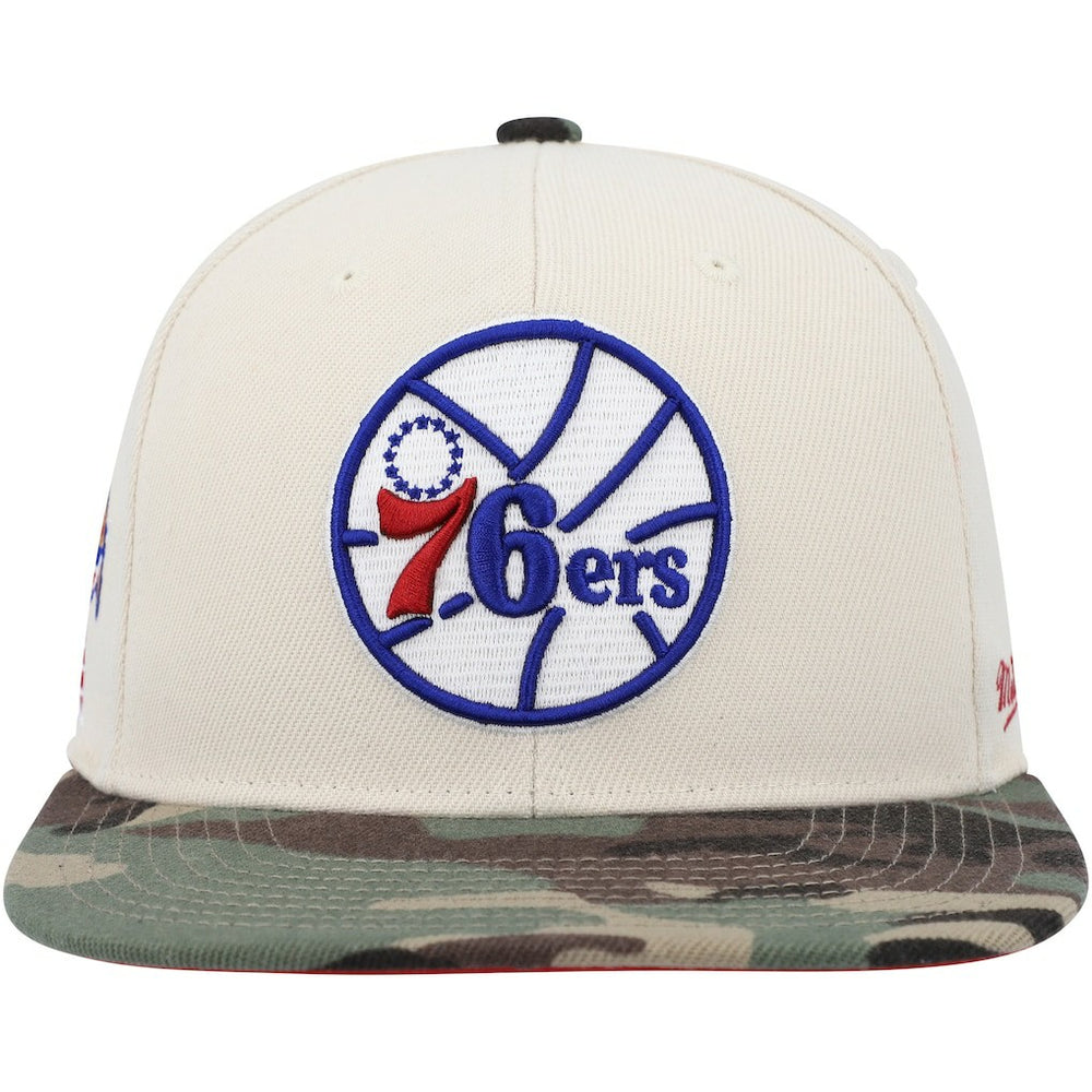 Philadelphia 76ers Hardwood Classics 1976 NBA All-Star Game Off White Camo Fitted Hat Cream/Camo - NBA
