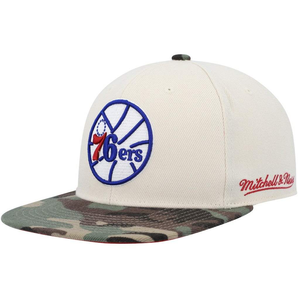 Philadelphia 76ers Hardwood Classics 1976 NBA All-Star Game Off White Camo Fitted Hat Cream/Camo - NBA