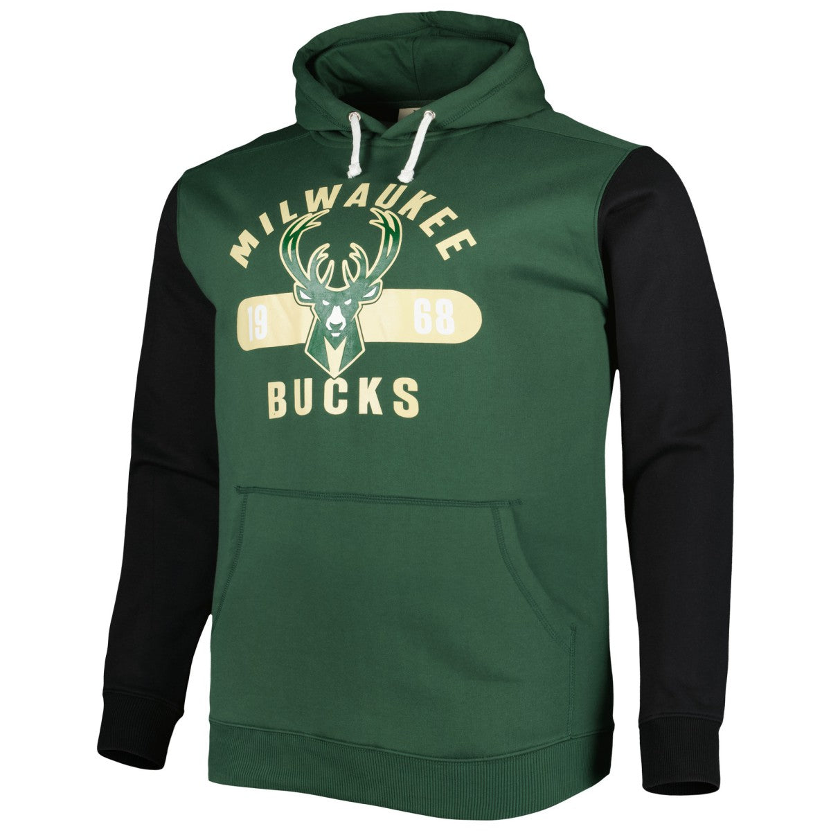Milwaukee Bucks Big & Tall Bold Attack Pullover Hoodie Hunter Green/Black - NBA