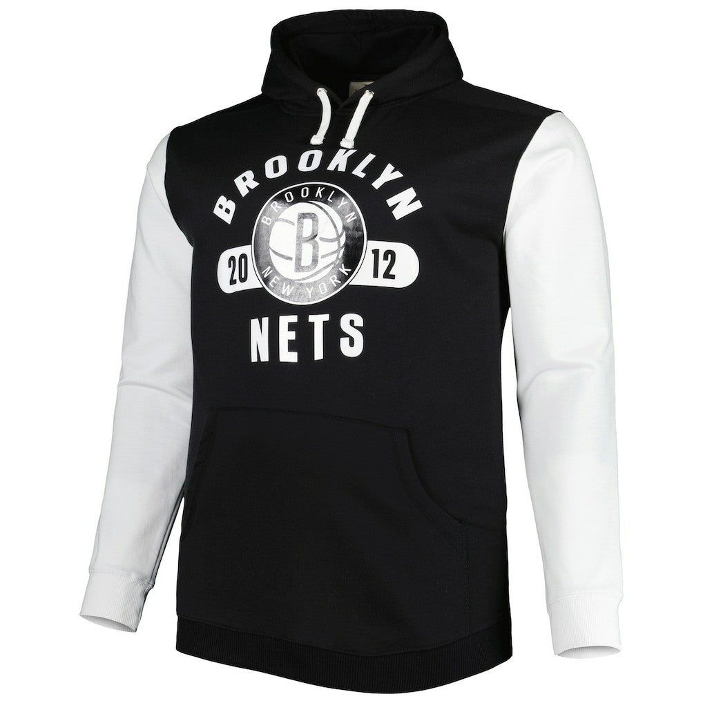 Brooklyn Nets Big & Tall Bold Attack Pullover Hoodie Black/White - NBA