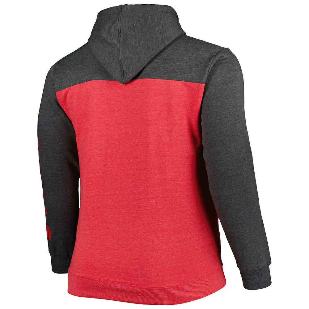 Chicago Bulls Big & Tall Down and Distance Full-Zip Hoodie Heathered Red/Heathered Black - NBA