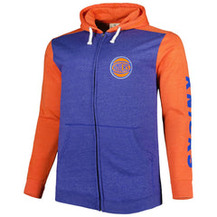 New York Knicks Big & Tall Down and Distance Full-Zip Hoodie Heathered Blue/Heathered Orange - NBA