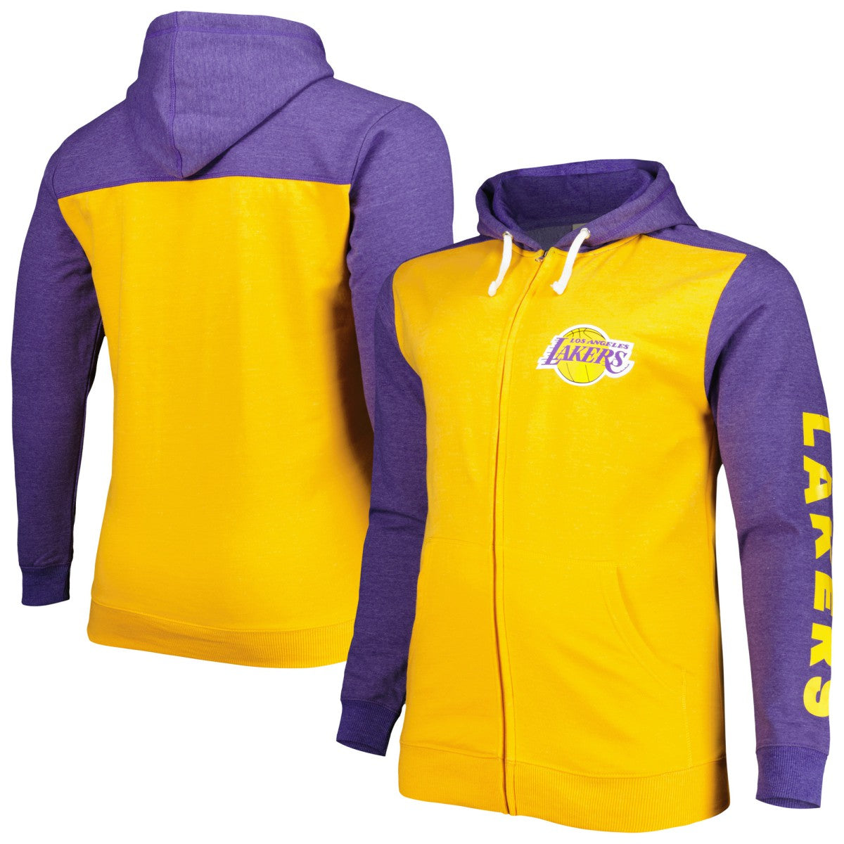 Los Angeles Lakers Big & Tall Down and Distance Full-Zip Hoodie Gold/Purple - NBA