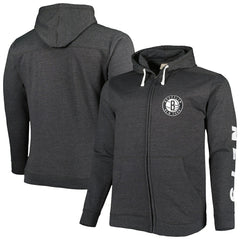 Brooklyn Nets Big & Tall Down and Distance Full-Zip Hoodie Heathered Black - NBA