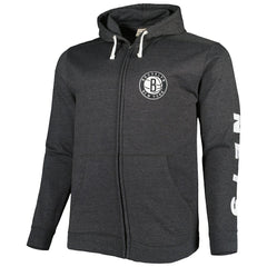 Brooklyn Nets Big & Tall Down and Distance Full-Zip Hoodie Heathered Black - NBA