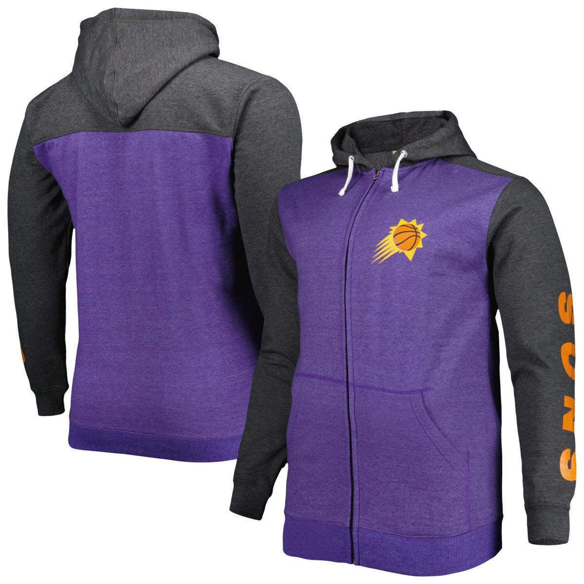 Phoenix Suns Big & Tall Down and Distance Full-Zip Hoodie Purple/Heathered Black - NBA