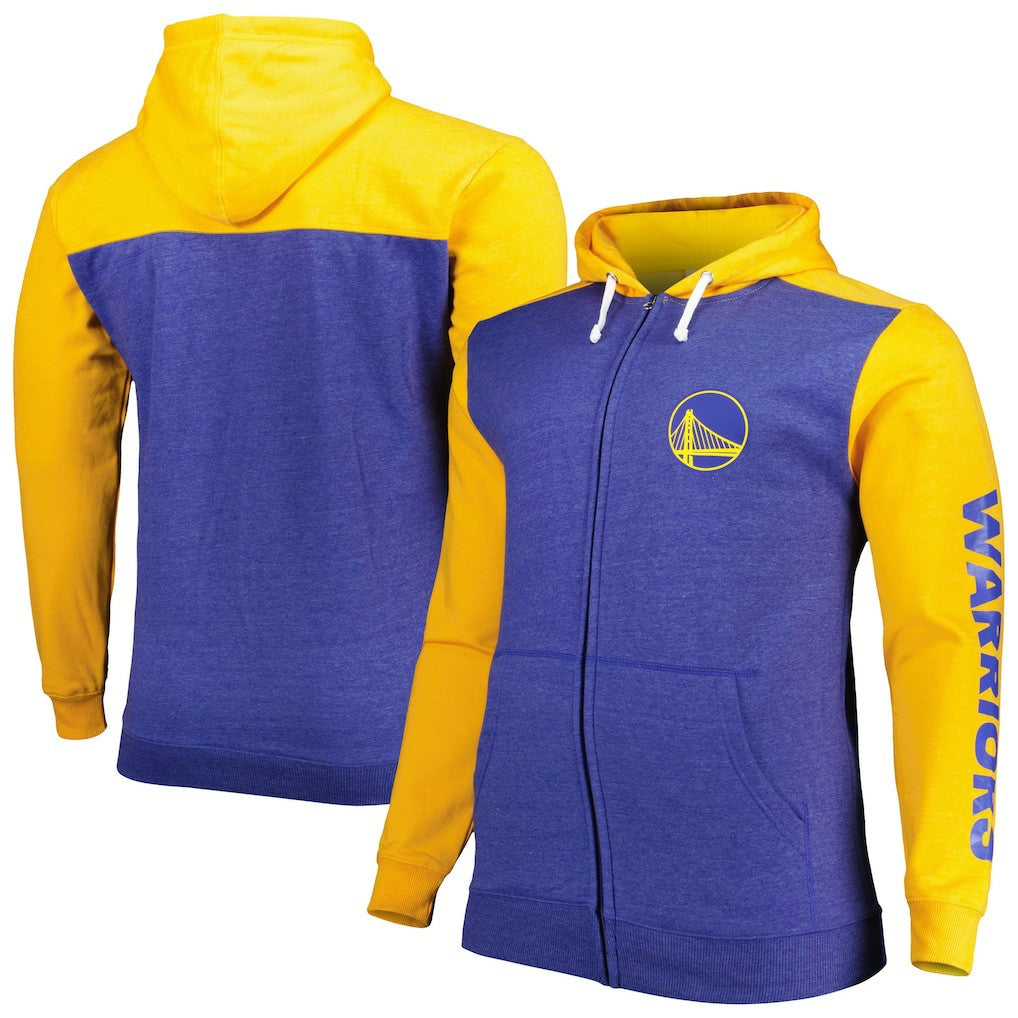 Golden State Warriors Big & Tall Down and Distance Full-Zip Hoodie Royal/Gold - NBA