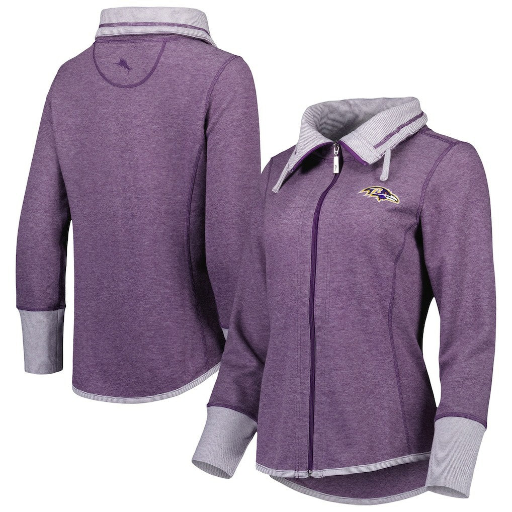 Baltimore Ravens Women's Sport Sun Fade Full-Zip Sweatshirt Heathered Purple | Tommy Bahama