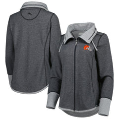 Cleveland Browns Women's Sport Sun Fade Full-Zip Sweatshirt Heathered Black | Tommy Bahama