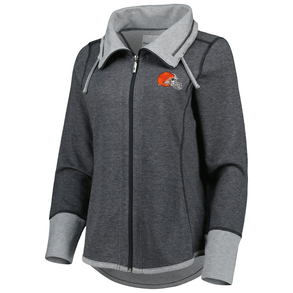 Cleveland Browns Women's Sport Sun Fade Full-Zip Sweatshirt Heathered Black | Tommy Bahama