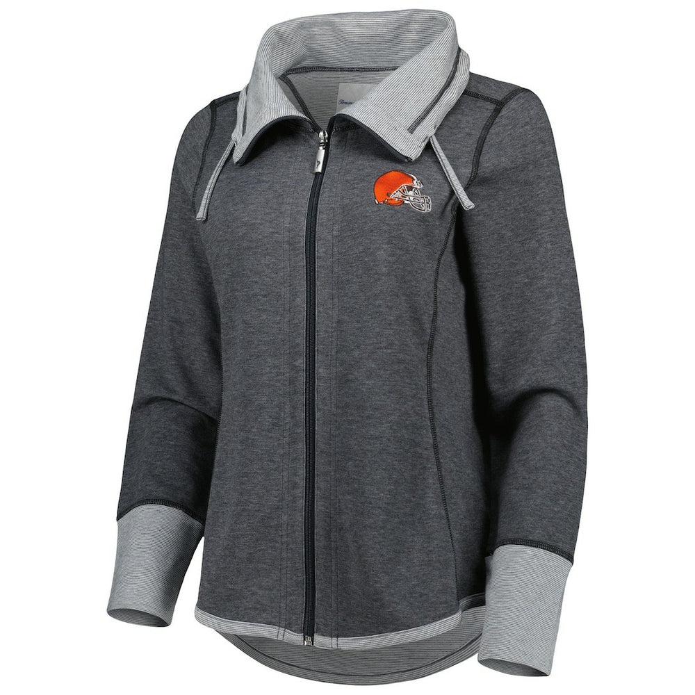 Cleveland Browns Women's Sport Sun Fade Full-Zip Sweatshirt Heathered Black | Tommy Bahama