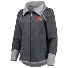 Cleveland Browns Women's Sport Sun Fade Full-Zip Sweatshirt Heathered Black | Tommy Bahama