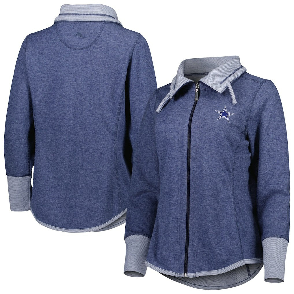 Dallas Cowboys Women's Sport Sun Fade Full-Zip Sweatshirt Heathered Navy | Tommy Bahama